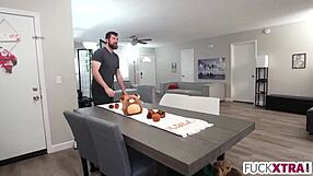 Mischievous petite caught tall stepbro jerking