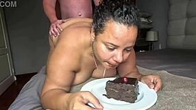getting messy as i am getting fucked doggystyle while eating cake