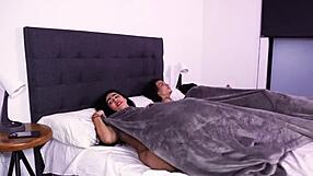 stepson has a unique opportunity shares hotel bed with his big ass stepmom
