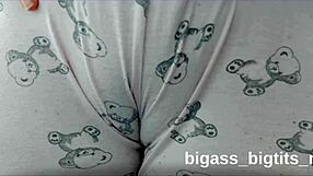 Camel toe in pajamas shows off big curves