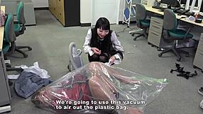 japanese teacher mistress dominates with messy food handjob in femdom skirt