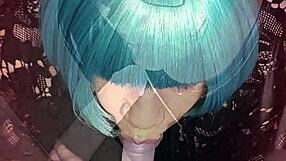 Watch sissy shemale gag sloppy on nasty dick in fishnets