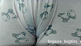 Camel toe in pajamas shows off big curves