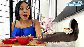 Big tit lesbian milfs enjoy sushi glory hole with bbc