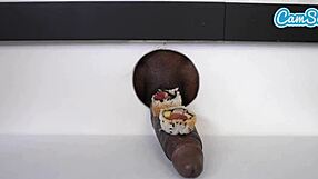 Big tit lesbian milfs enjoy sushi glory hole with bbc