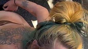 cheating blonde whore sucks cock and takes facial