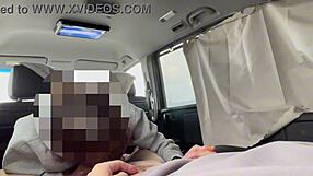 car sex the window is only half closed with a curtain so its completely visible from the outside so exciting looking for people who want to watch including fellatio and cumming inside