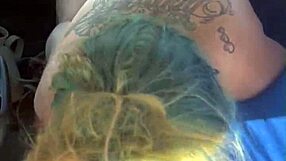 cheating blonde whore sucks cock and takes facial