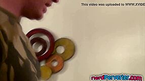 Busty uk bitch sucking nerds cock during casting
