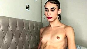 latina trans girl strokes her cock