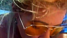 cheating blonde whore sucks cock and takes facial