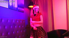 curvy brunette dances in tight dress to last christmas song