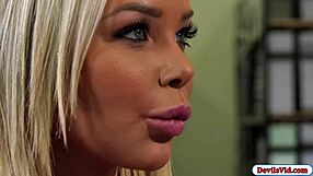 busty babe fucks manager to get the job