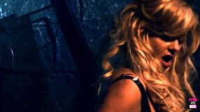 Two blonde bimbos with big fake tits have fun with this unlucky guy