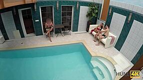 Brunette Picked Up And Fucked In Private Poolside