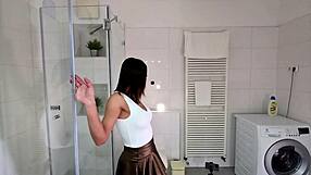 i am a petite brunette babe bored and ignored in the bathroom