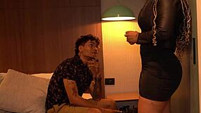 Skinny tattooed stepson ends up fucking his stepmother when they share a bed