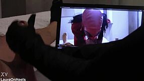 preview gift handjob in gloves with cumshot for fan