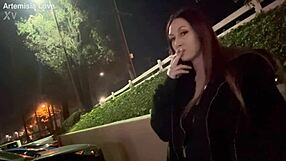 italian hot milf enjoys outdoor smoking solo