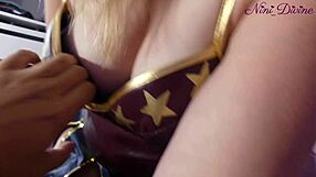 wonder woman appears to jerk and suck my cock