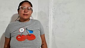 Latina bounces her big tits around naked