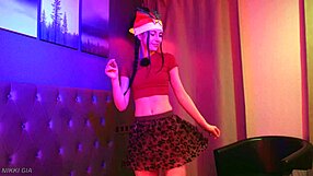 curvy brunette dances in tight dress to last christmas song