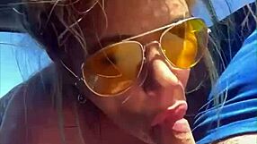 cheating blonde whore sucks cock and takes facial