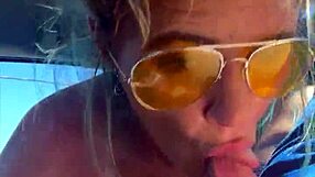 cheating blonde whore sucks cock and takes facial
