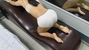 workout turns into hot sex on the chair