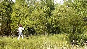 beautiful brunette milf masturbates naked at public beach