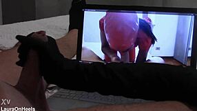 preview gift handjob in gloves with cumshot for fan
