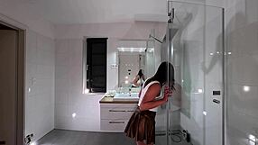 i am a petite brunette babe bored and ignored in the bathroom