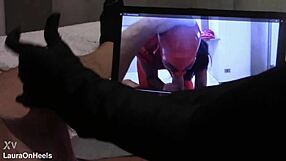 preview gift handjob in gloves with cumshot for fan