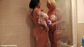 cheyenne and camilla play wet in the shower right now