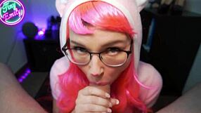 petite cosplay step sister gives ahegao blowjob