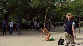 naked slim brunette fucked in public