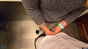Stranger cum in my panties in restaurant toilet