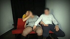 Stranger joins swinger couple during movie theater sex