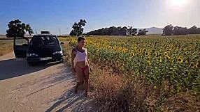 desafio no campo de girassol transando na plantação - damiana brasileira safada pela europa ep6