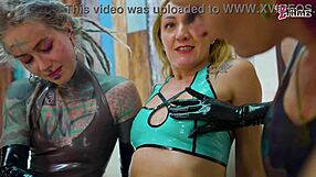 Latex tattooed lesbians fisting gape prolapse threesome