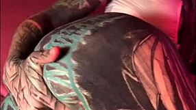 Dreadlocks and tattoos girl does latex anal fisting solo