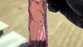 glass dildos and vibrators make wet pussy cum