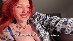 Horny redhead babe relaxes after work with pov virtual sex using big boobs