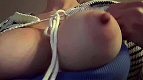Big boobs bouncing session shows close up hard nipples