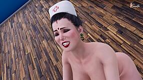 A sexy indian nurse takes her patients cock deep down her throat then has him lick her tight pink pussy