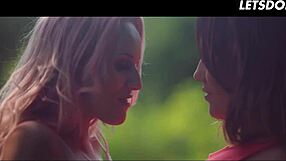 stepsisters vanessa decker and angel wicky lick pussies in woods
