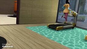 Interracial cuckold wife works out at gym