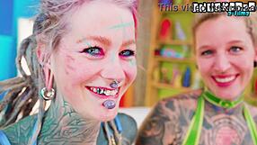Extreme Alt Latex Strap-On Lesbian Sex With Tattooed Babe