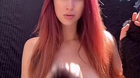 Artemisia Love Smokes Outdoors With Big Tits Exposed
