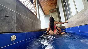 Big-bootied girl fucked in jacuzzi by brother-in-law close-up pov mexican